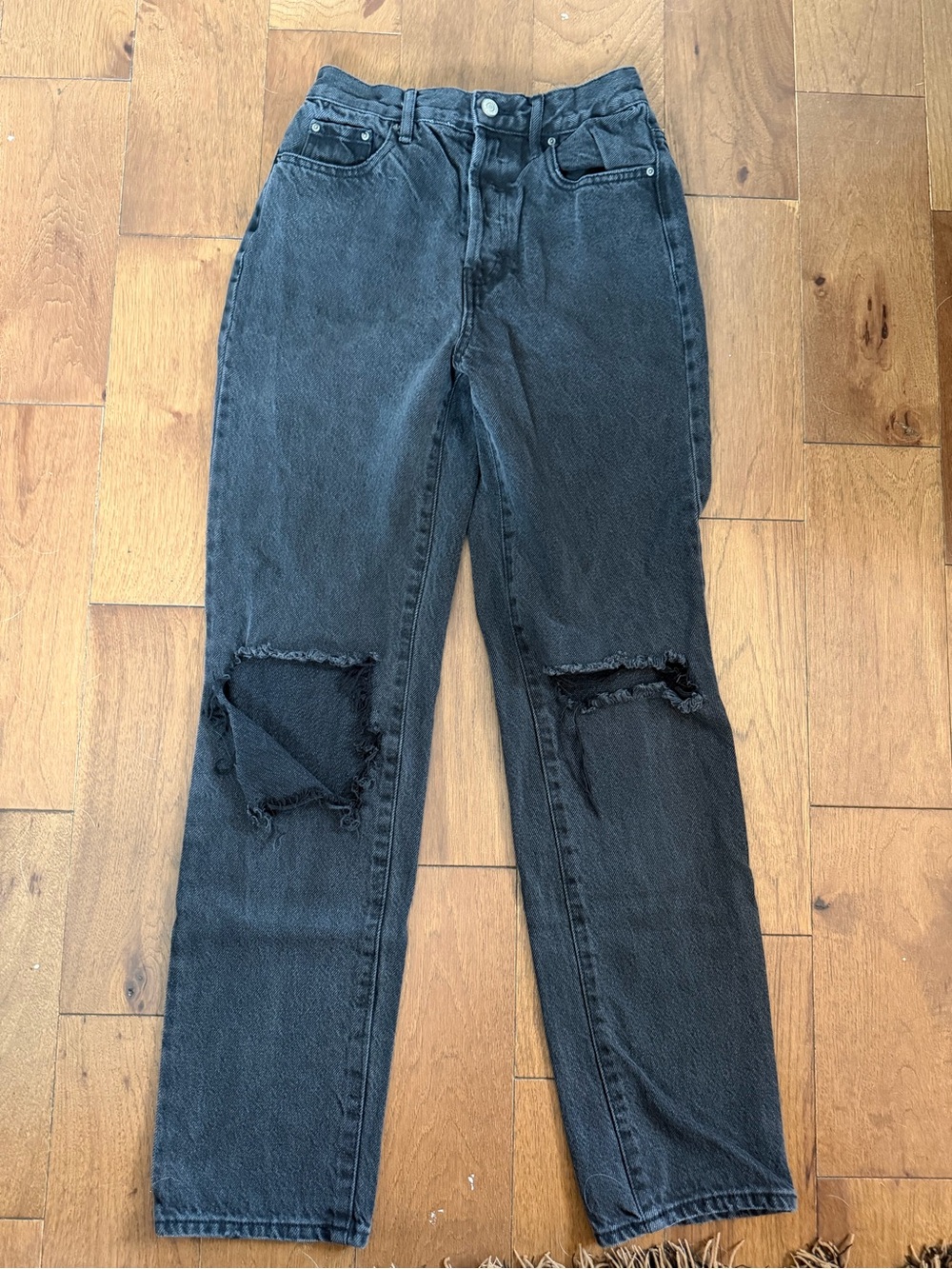 PacSun Black Distressed Straight-Leg Jeans